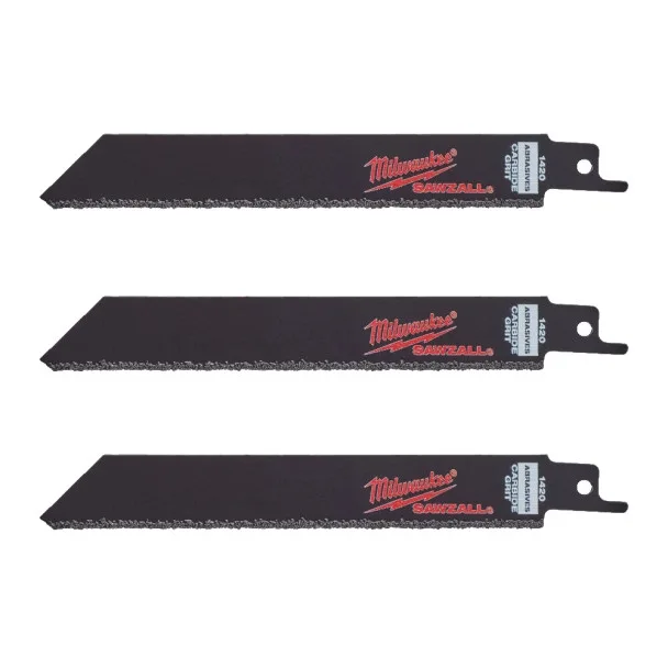 Полотно для шабельних пил Carbide Grit MILWAUKEE, 150мм, (3шт) (чавун, абразивні матеріали, фіберглас)