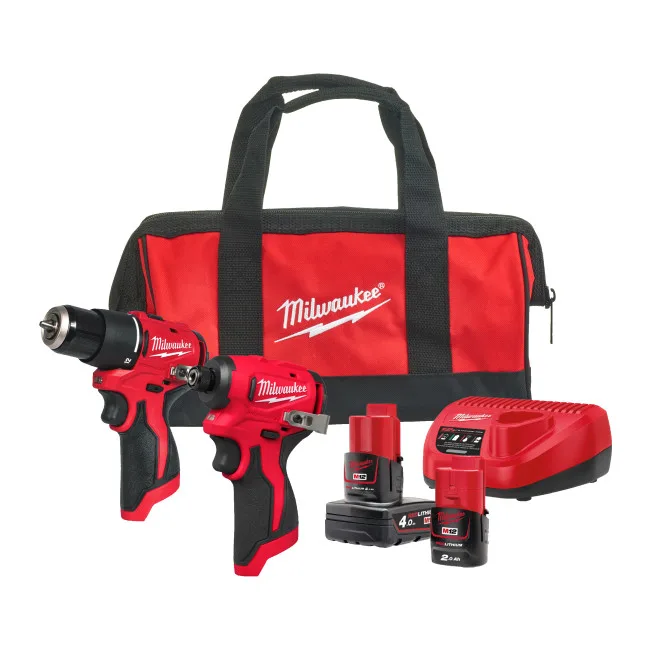 Набір з 2х інструментів акумуляторних безщіткових MILWAUKEE, M12 BLPP2B-422B (зарядний пристрій С12, 1 акумулятор М12 В2 2Аг, 1