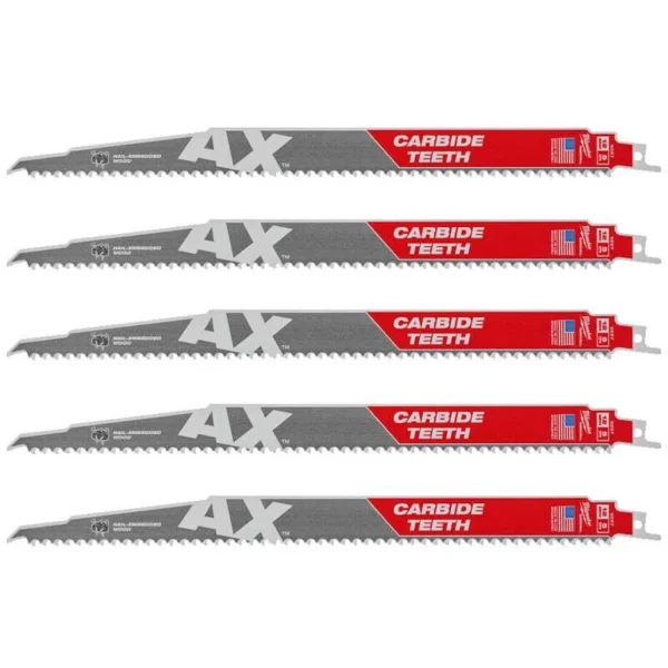 Полотно для шабельних пил AX CARBIDE MILWAUKEE, 300х5мм, (5шт), (деревина з цвяхами)