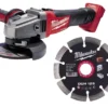 Шліфмашина кутова акумуляторна безщіткова MILWAUKEE, M18 CAG125X-0, діаметр 125мм + Диск алмазний MILWAUKEE DUH 125, діаметр 125