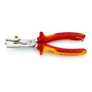 Кліщі для видалення ізоляції, з функцією різання кабелю VDE StriX KNIPEX 13 66 180 T BK, зі страхувальним кріпленням, хромовані