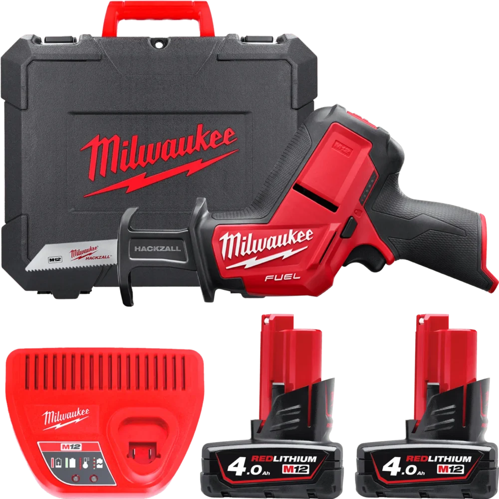 Пила шабельна акумуляторна безщіткова MILWAUKEE, M12 CHZ-402C M12 (зарядний пристрій С12 , 2 акумулятори М12 В2 2Аг, полотно, ке