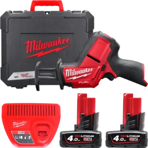 Пила шабельна акумуляторна безщіткова MILWAUKEE, M12 CHZ-402C M12 (зарядний пристрій С12 , 2 акумулятори М12 В2 2Аг, полотно, ке