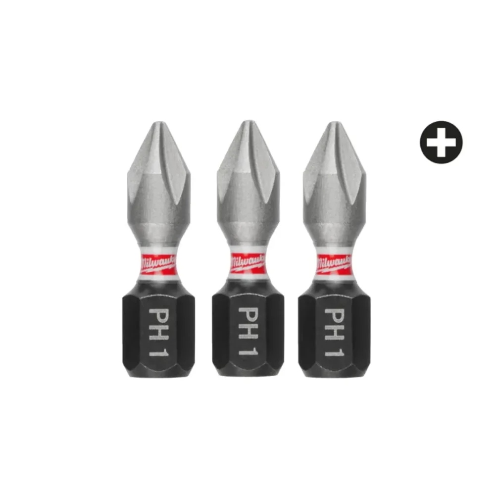 Біта SHOCKWAVE MILWAUKEE, PH1, 25мм, (3шт)