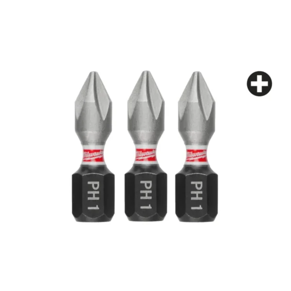Біта SHOCKWAVE MILWAUKEE, PH1, 25мм, (3шт)