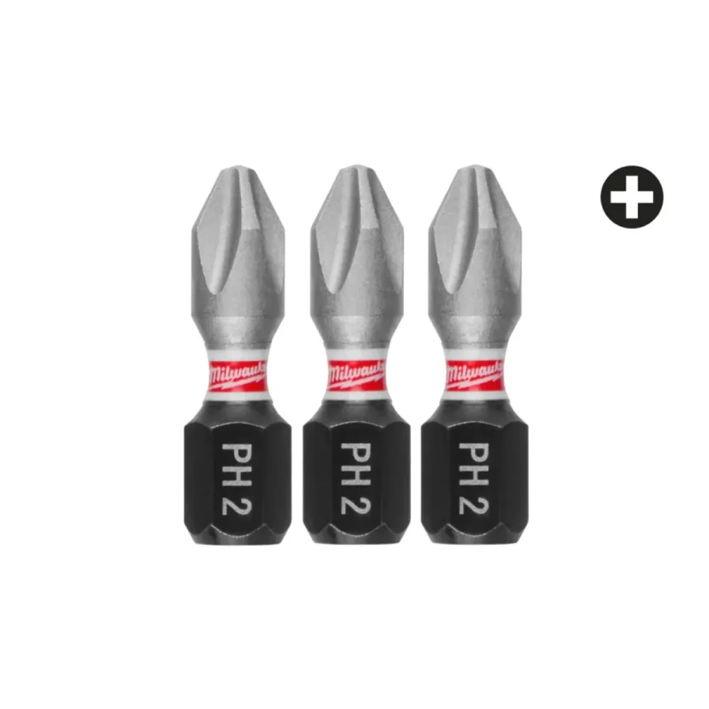Біта SHOCKWAVE MILWAUKEE, PH2, 25мм, (3шт)