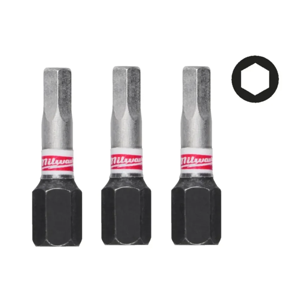 Біта SHOCKWAVE MILWAUKEE, Hex4, 25мм, (3шт)