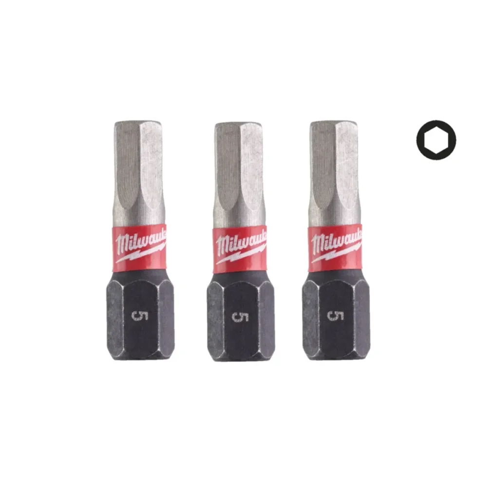 Біта SHOCKWAVE MILWAUKEE, Hex5,0, 25мм, (3шт)