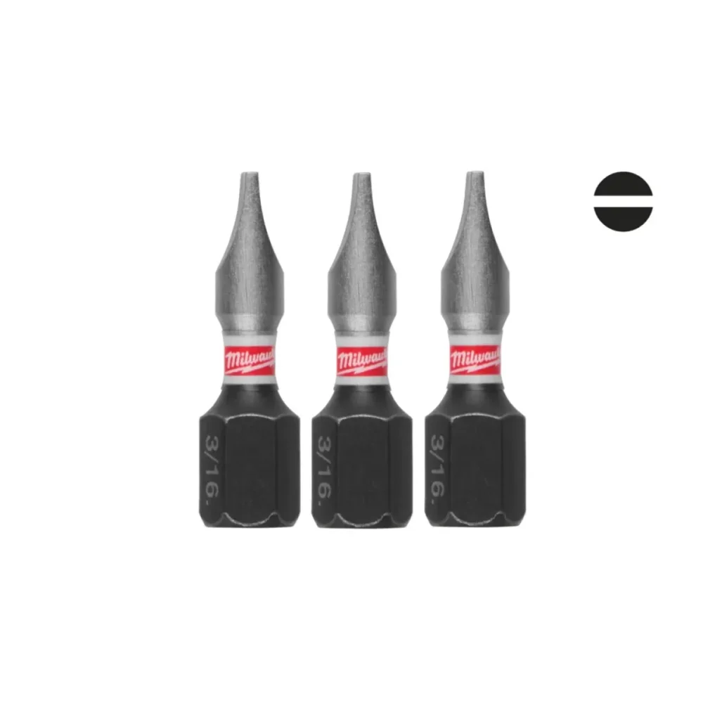 Біта SHOCKWAVE MILWAUKEE, SL1,2x6,5, 25мм, (3шт)