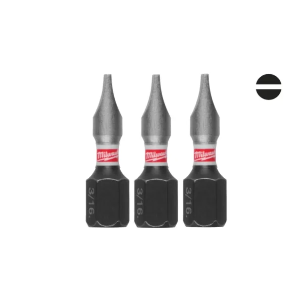 Біта SHOCKWAVE MILWAUKEE, SL1,2×6,5, 25мм, (3шт)