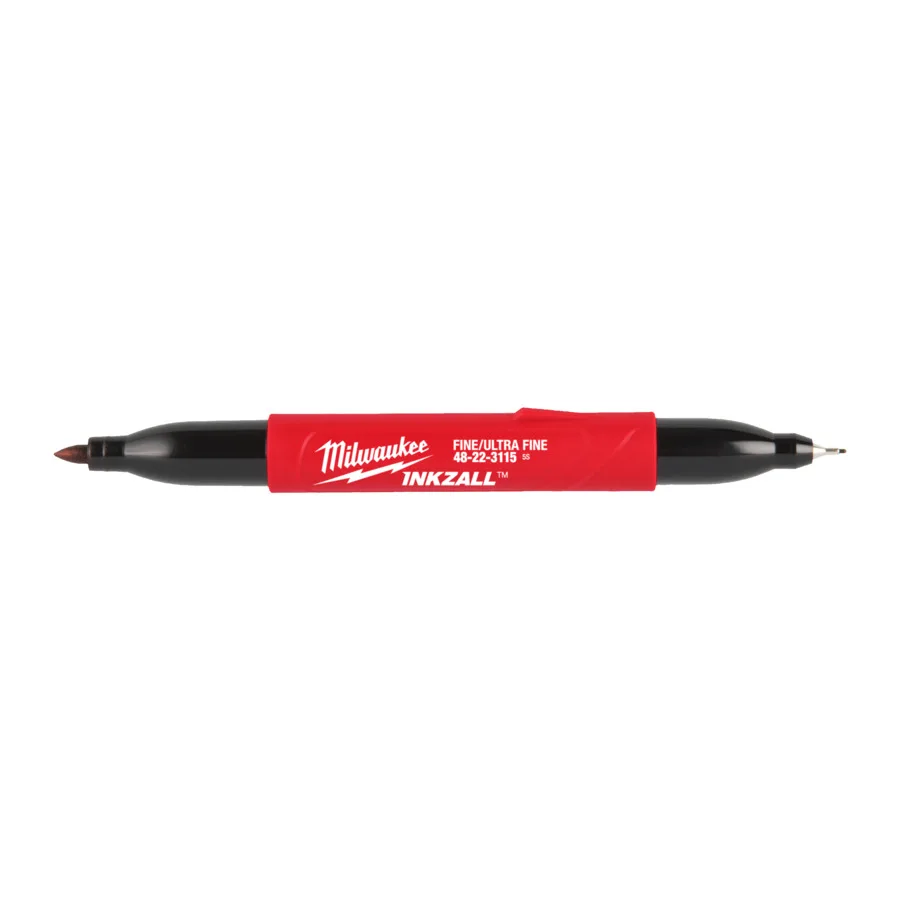 Маркер для будмайданчика INKZALL Double Tip MILWAUKEE, тонкий/ультра-тонкий, чорний (48223115)