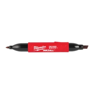 Маркер для будмайданчика INKZALL Double Tip MILWAUKEE, тонкий/скошений, чорний (48223115)