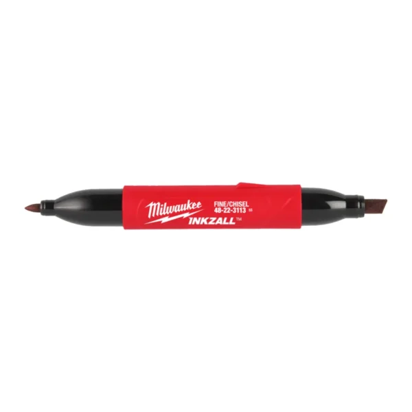 Маркер для будмайданчика INKZALL Double Tip MILWAUKEE, тонкий/скошений, чорний (48223115)
