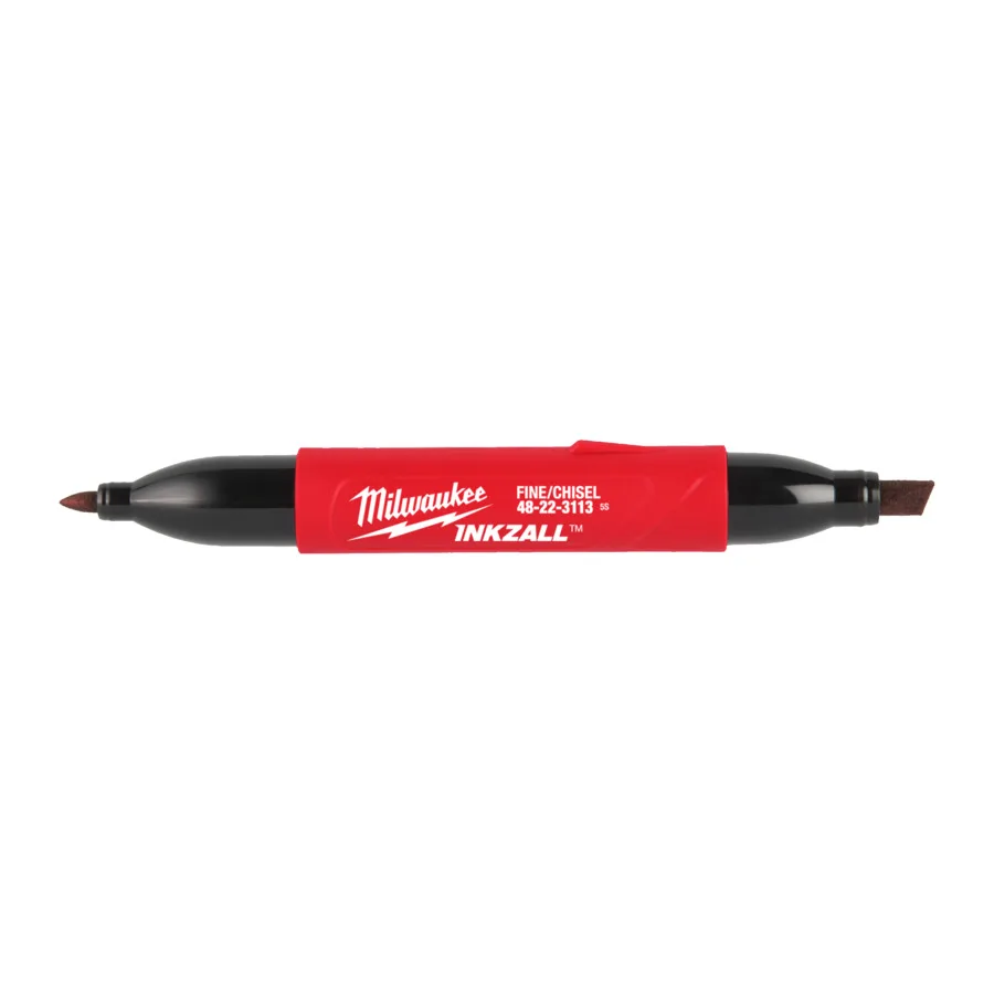 Маркер для будмайданчика INKZALL Double Tip MILWAUKEE, тонкий/скошений, чорний (48223115)