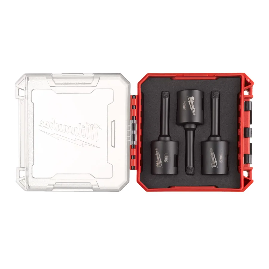 Набір алмазних коронок Diamond Max PACKOUT MILWAUKEE М14, діаметр 6мм (3шт) (сухе свердління) пластиковий кейс