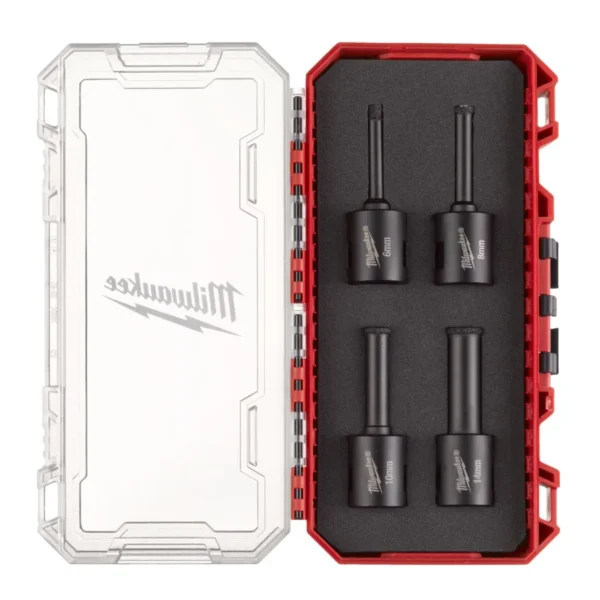 Набір алмазних коронок Diamond Max PACKOUT MILWAUKEE М14, діаметр 6/8/10/14мм (4шт) (сухе свердління)