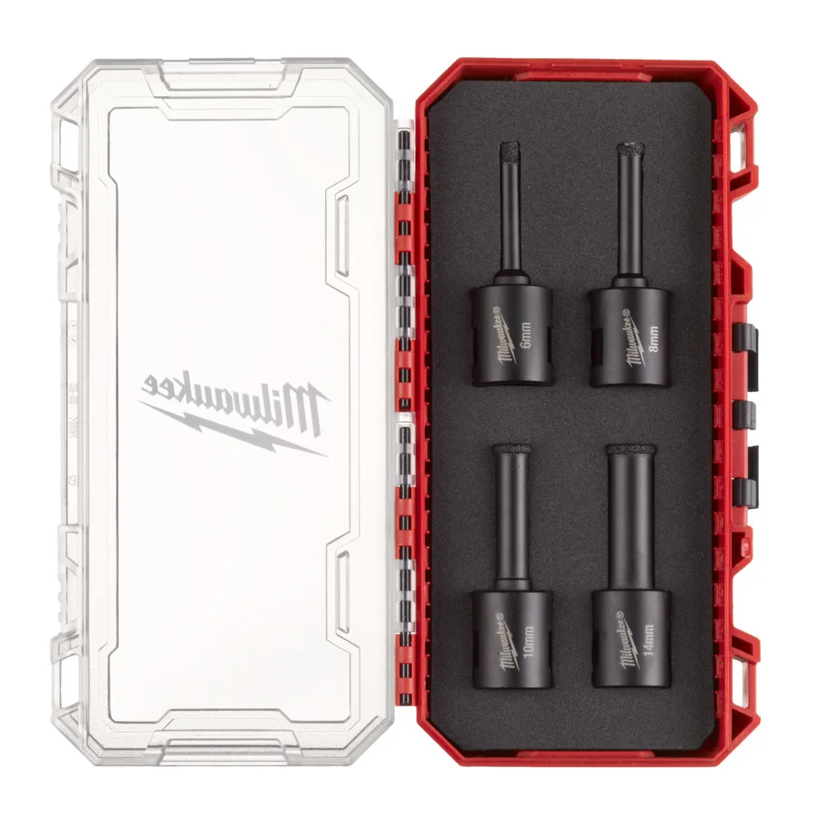 Набір алмазних коронок Diamond Max PACKOUT MILWAUKEE М14, діаметр 6/8/10/14мм (4шт) (сухе свердління)