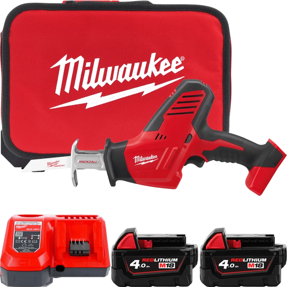Пила шабельна акумуляторна MILWAUKEE, C18 HZ-402В (зарядний пристрій М12-18 С, 2 акумулятори М18 В4 4Аг, сумка)