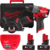 Набір з 2х інструментів акумуляторних безщіткових MILWAUKEE, M12FPP2G2-402X (зарядний пристрій С12, 2 акумулятори М12 В4 4Аг, др