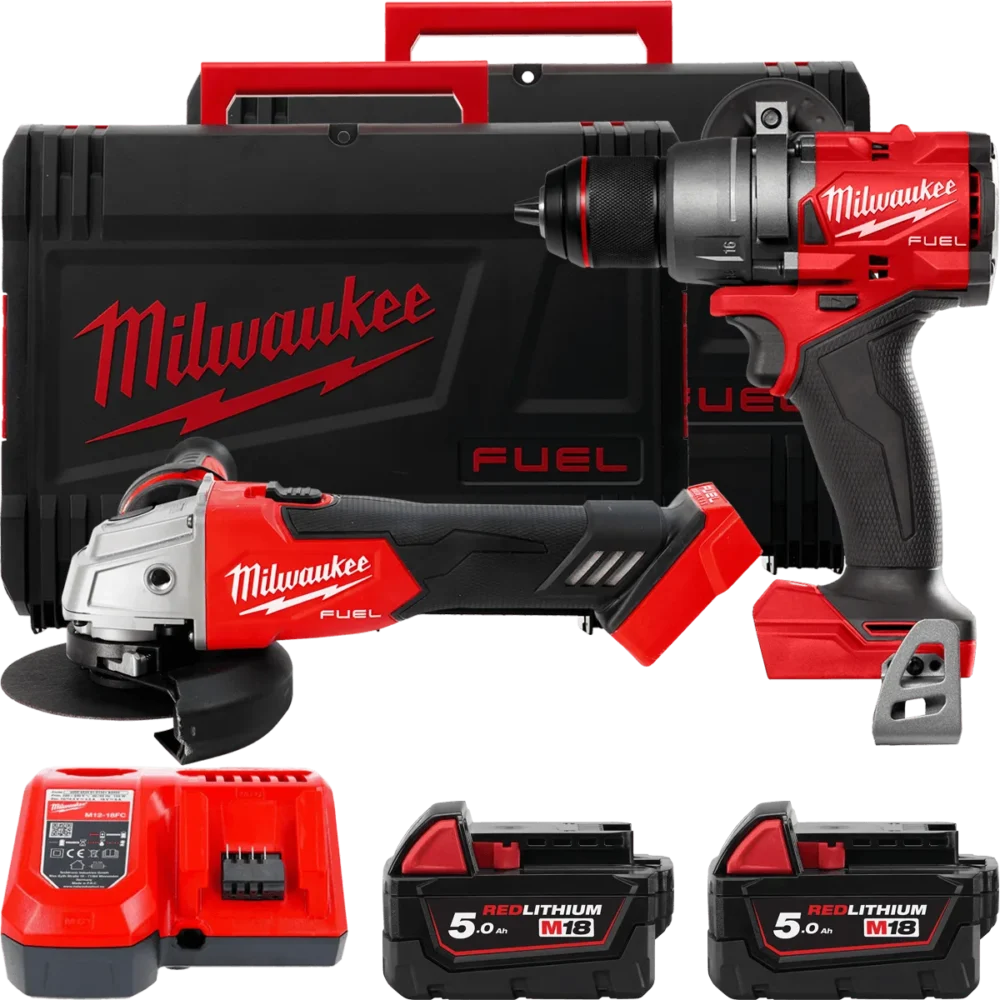 Набір акумуляторних інструментів Milwaukee M18FPP2E3-502X (ударний дриль M18 FPD3, кутова шліфувальна машина M18 FSAG125X, 2xаку