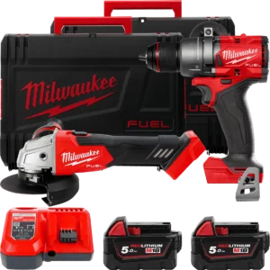 Набір акумуляторних інструментів Milwaukee M18FPP2E3-502X (ударний дриль M18 FPD3, кутова шліфувальна машина M18 FSAG125X, 2xаку