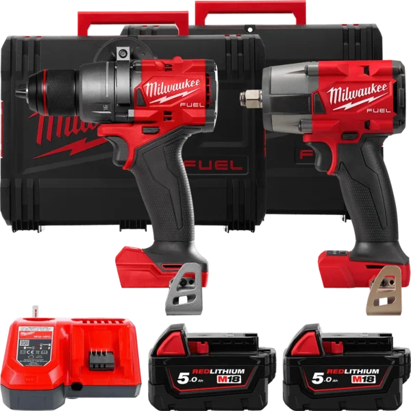 Набір акумуляторних інтрументів Milwaukee M18FPP2F3-502X (ударний дриль M18 FPD3, M18 FMTIW2F12 бездротовий ударний гайковерт 1/