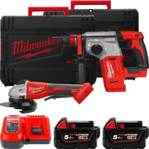 Набір з 2х інструментів акумуляторних безщіткових MILWAUKEE, M18 BLPP2G-502X (зарядний пристрій M12-18FC, 2 акумулятори М18 В5 5