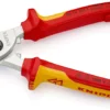 Ножиці для різки кабелів, діаметр 15мм / 50мм.кв., 165мм VDE KNIPEX 95 16 165 T, зі страхувальним кріпленням, хромировані