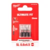 Біта SHOCKWAVE MILWAUKEE, SL0,6x4,5, 25мм, (3шт)