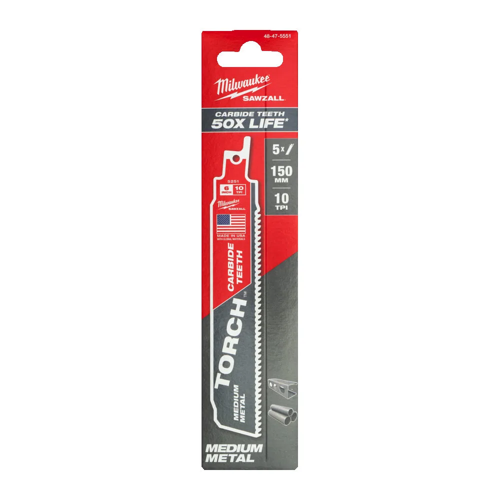 Полотно для шабельних пил TORCH CARBIDE MILWAUKEE, 150х2,5мм, (5шт), (метал)