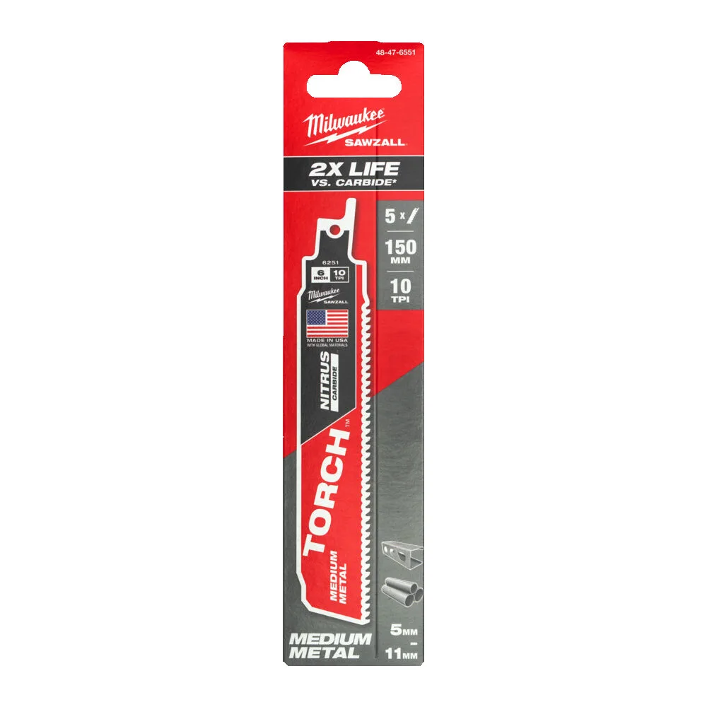 Полотно для шабельних пил TORCH CARBIDE NITRUS MILWAUKEE, 150х2,5мм, (5шт), (метал)